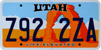 UT license plate Z922ZA