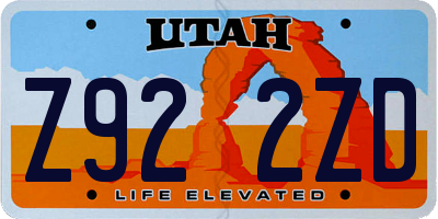 UT license plate Z922ZD
