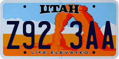 UT license plate Z923AA