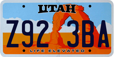 UT license plate Z923BA