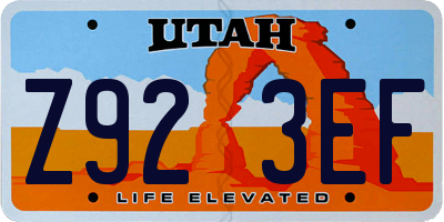 UT license plate Z923EF