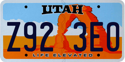 UT license plate Z923EO