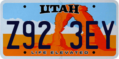 UT license plate Z923EY