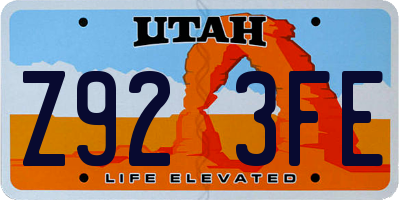 UT license plate Z923FE