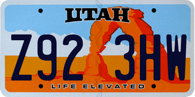 UT license plate Z923HW