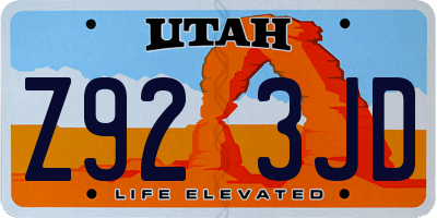 UT license plate Z923JD