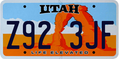 UT license plate Z923JF