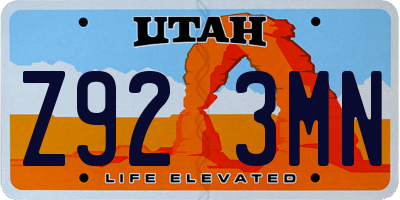 UT license plate Z923MN