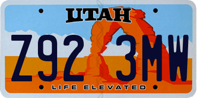 UT license plate Z923MW