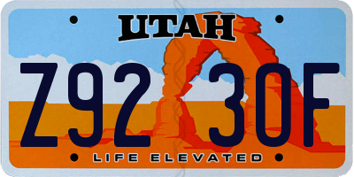 UT license plate Z923OF