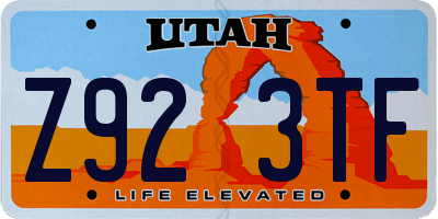 UT license plate Z923TF
