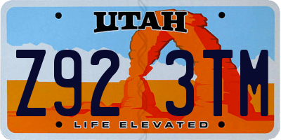 UT license plate Z923TM