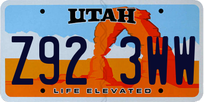 UT license plate Z923WW