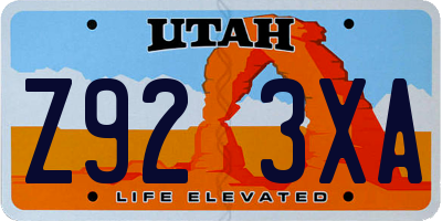 UT license plate Z923XA