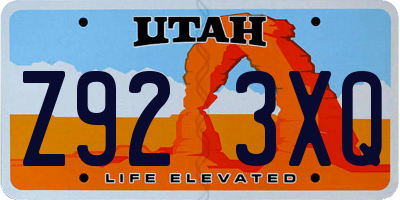 UT license plate Z923XQ