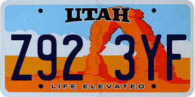 UT license plate Z923YF