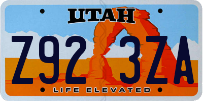 UT license plate Z923ZA