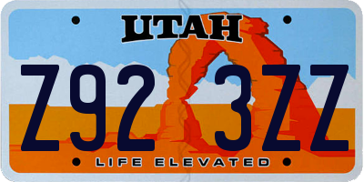 UT license plate Z923ZZ