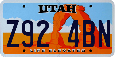 UT license plate Z924BN