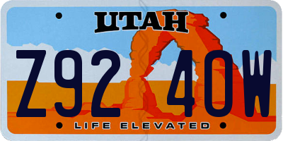 UT license plate Z924OW