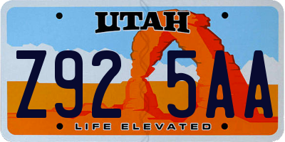 UT license plate Z925AA
