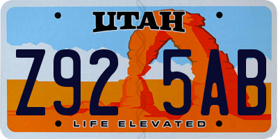 UT license plate Z925AB