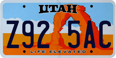 UT license plate Z925AC