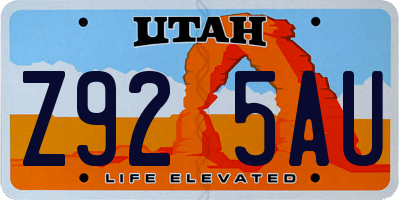 UT license plate Z925AU