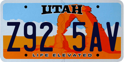 UT license plate Z925AV