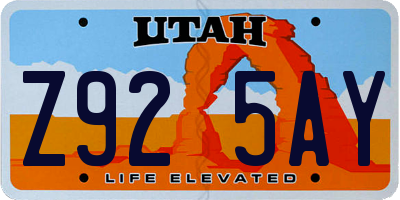 UT license plate Z925AY