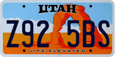UT license plate Z925BS