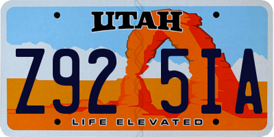 UT license plate Z925IA