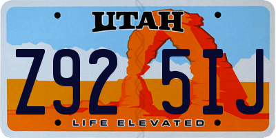 UT license plate Z925IJ