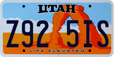UT license plate Z925IS