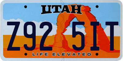 UT license plate Z925IT
