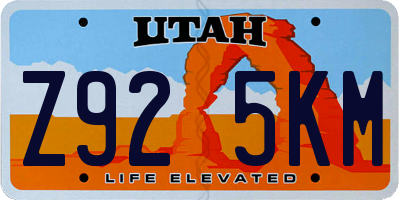 UT license plate Z925KM