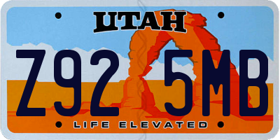 UT license plate Z925MB