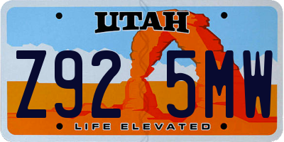 UT license plate Z925MW