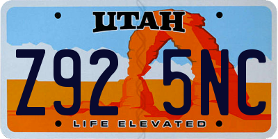 UT license plate Z925NC