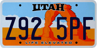 UT license plate Z925PF