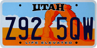 UT license plate Z925QW