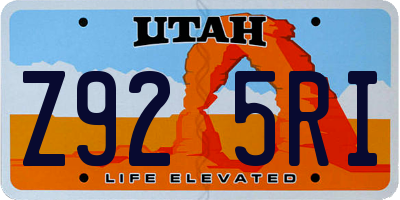 UT license plate Z925RI