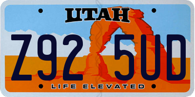 UT license plate Z925UD