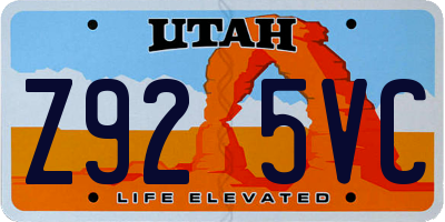 UT license plate Z925VC