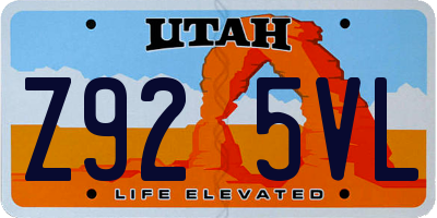 UT license plate Z925VL