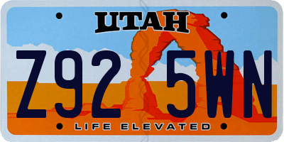 UT license plate Z925WN