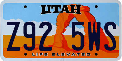 UT license plate Z925WS