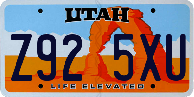 UT license plate Z925XU