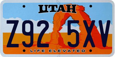 UT license plate Z925XV