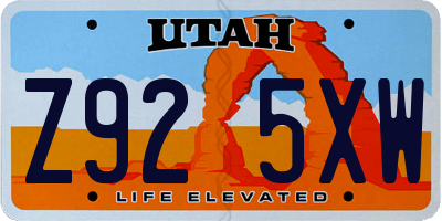 UT license plate Z925XW